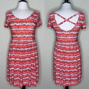 Caged Back Detail Mini Dress Floral Size M